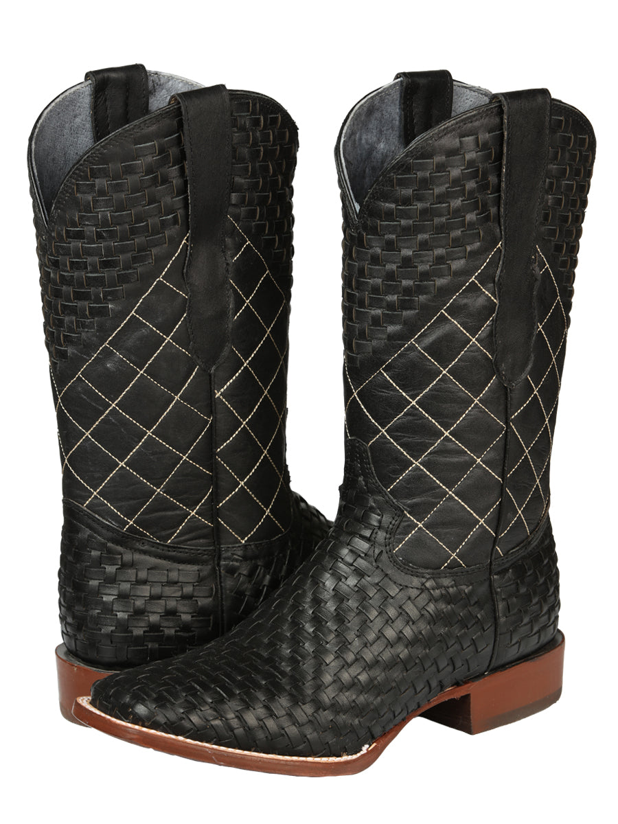 El General Mens Petatillo Leather Rodeo Boots - Black