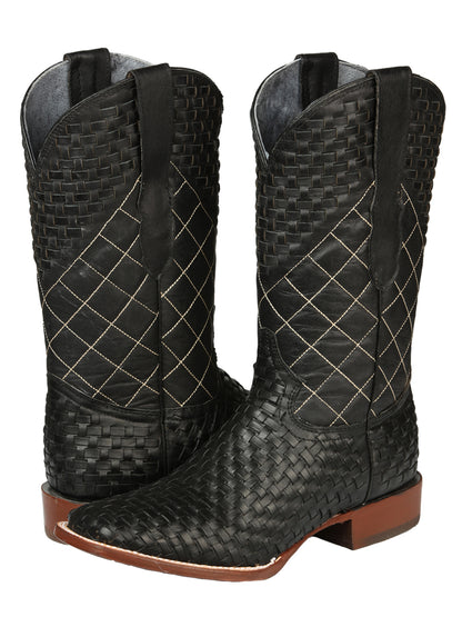 El General Mens Petatillo Leather Rodeo Boots - Black