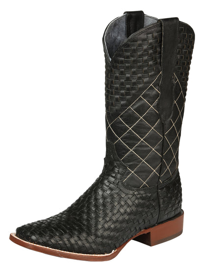 El General Mens Petatillo Leather Rodeo Boots - Black