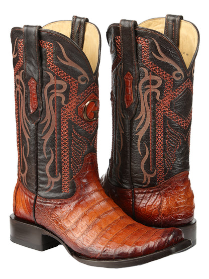 El General Mens Exotic Caiman Belly Cowboy Boots - Cognac