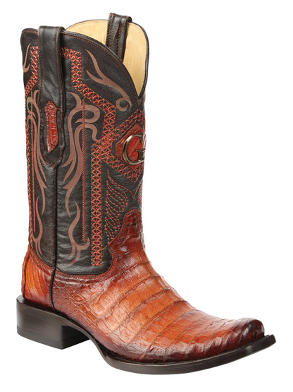 El General Mens Exotic Caiman Belly Cowboy Boots - Cognac