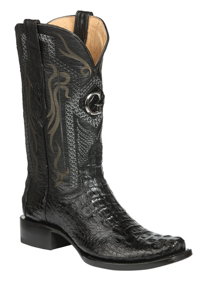 El General Mens Exotic Caiman Nuca Cowboy Boots - Black