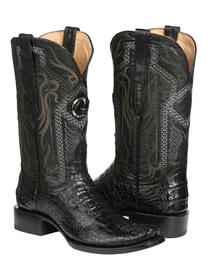 El General Mens Exotic Caiman Nuca Cowboy Boots - Black
