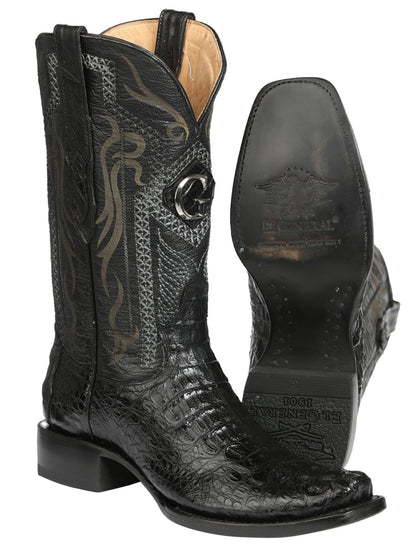 El General Mens Exotic Caiman Nuca Cowboy Boots - Black