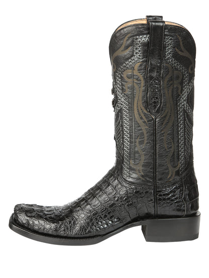 El General Mens Exotic Caiman Nuca Cowboy Boots - Black
