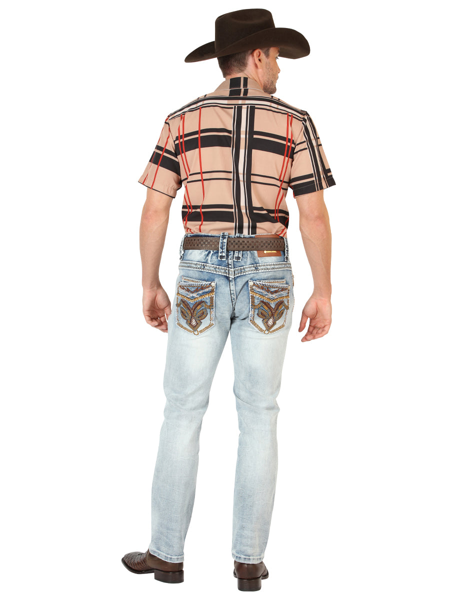Centenario Mens Premium Denim Boot Cut Pants - Light Blue