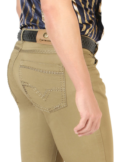 Centenario Mens Slim Fit Denim Pants - Khaki 45542