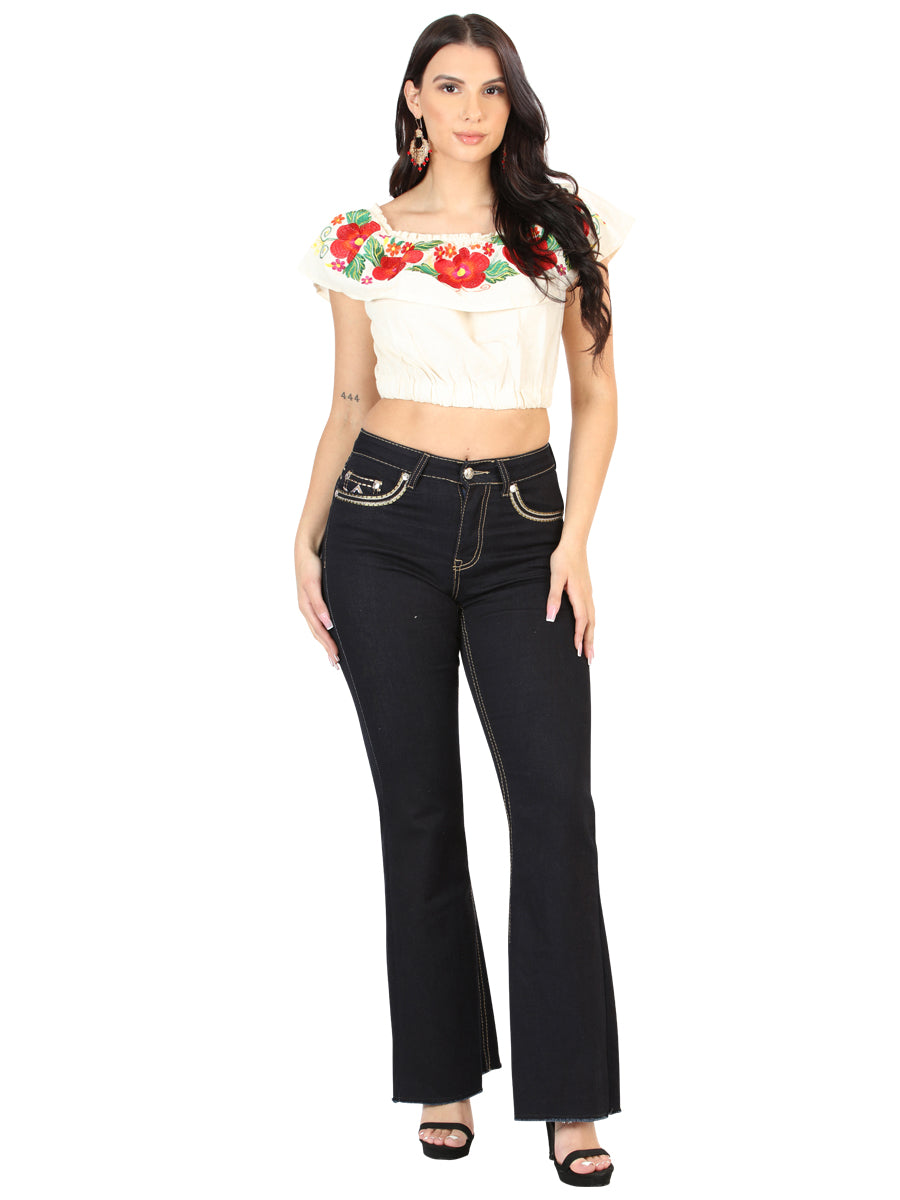 Centenario Womens Bootcut Denim Jeans -Medium Blue