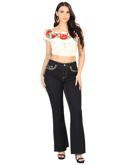Centenario Womens Bootcut Denim Jeans -Medium Blue