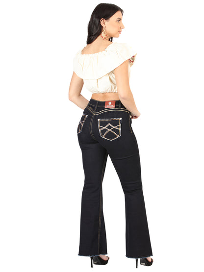 Centenario Womens Bootcut Denim Jeans -Medium Blue