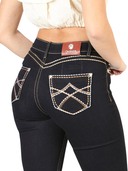 Centenario Womens Bootcut Denim Jeans -Medium Blue