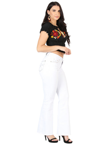 Centenario Womens Bootcut Denim Jeans - White