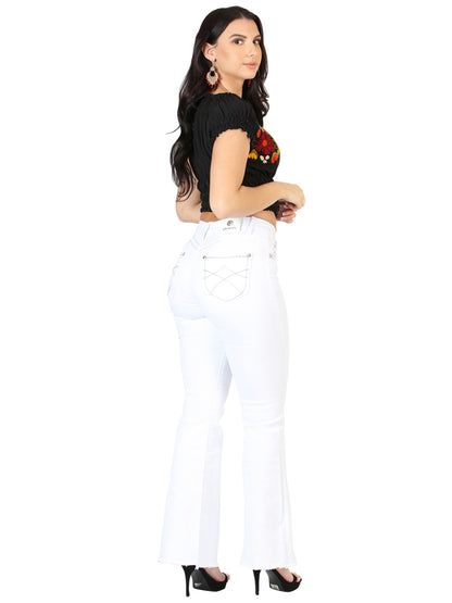 Centenario Womens Bootcut Denim Jeans - White