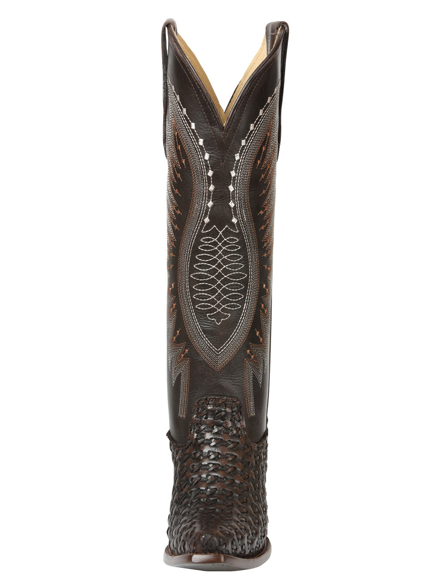 El General Women’s Embroidered and Woven/Tejido Western Boots - Choco 45782