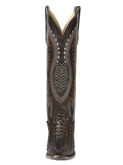 El General Women’s Embroidered and Woven/Tejido Western Boots - Choco 45782