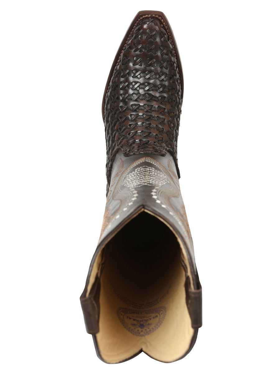 El General Women’s Embroidered and Woven/Tejido Western Boots - Choco 45782