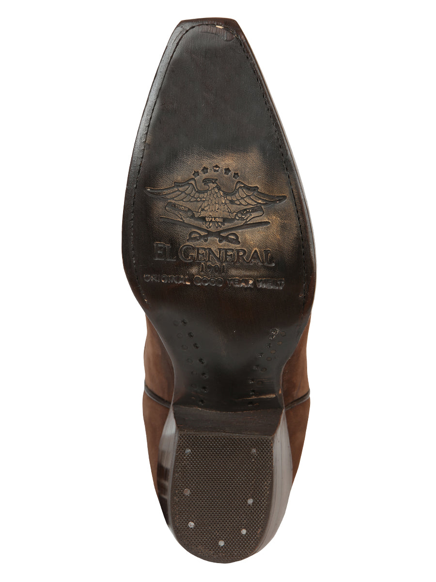 El General Women’s Embroidered Nobuck Western Boots - Brown 45788