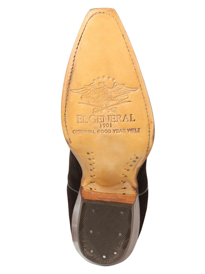 El General Women’s Embroidered Nobuck Western Boots - Dark Brown  45789