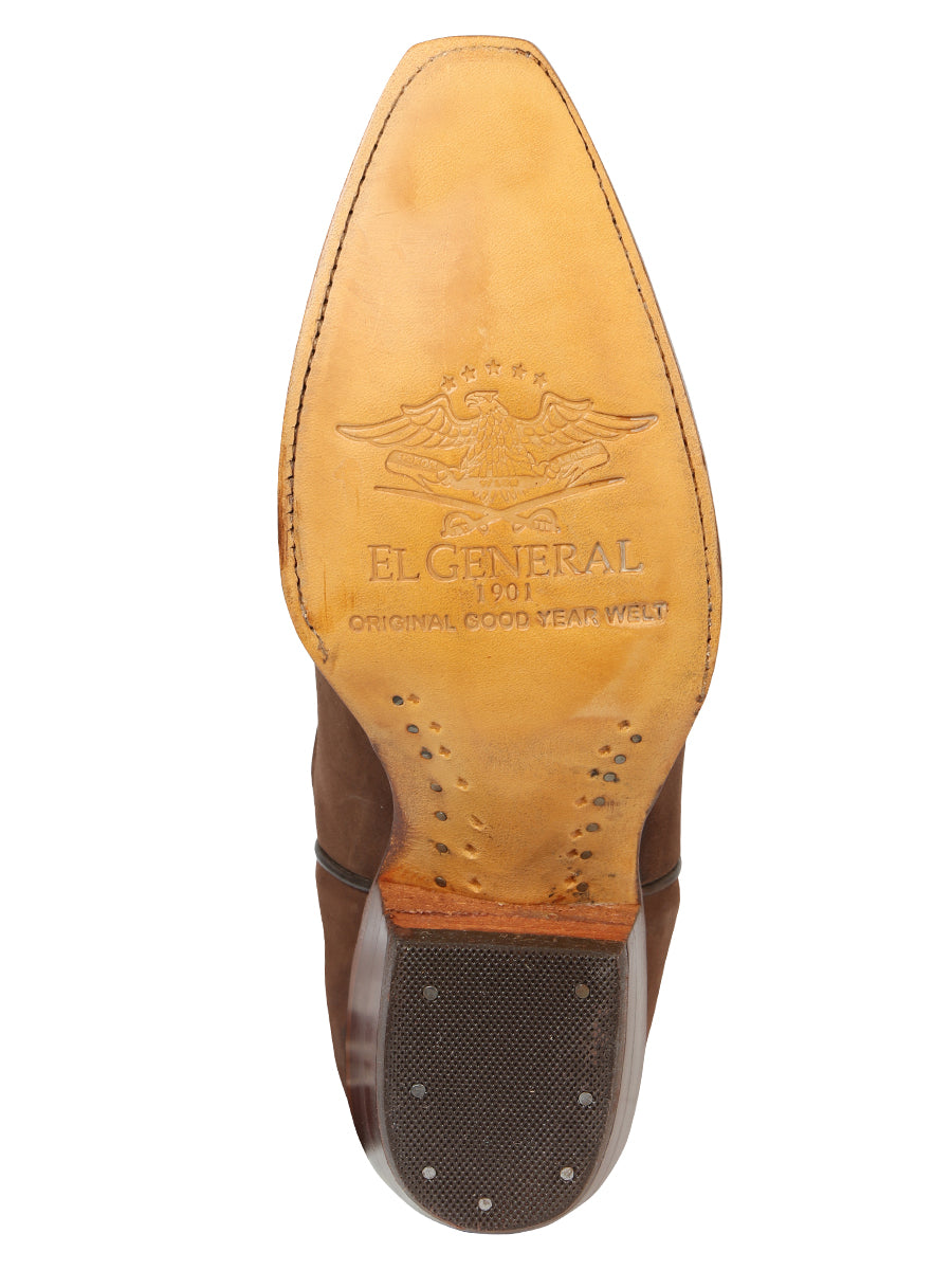El General Women’s Embroidered Nobuck Western Boots - Brown 45792