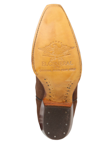 El General Women’s Embroidered Nobuck Western Boots - Brown 45792