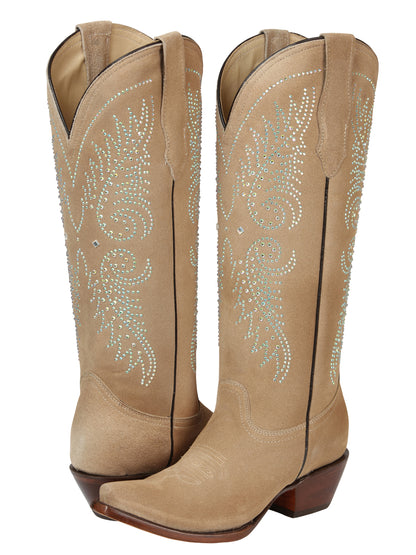 El General Women’s Western Suede Rhinestone Boots - Tuscani 45793