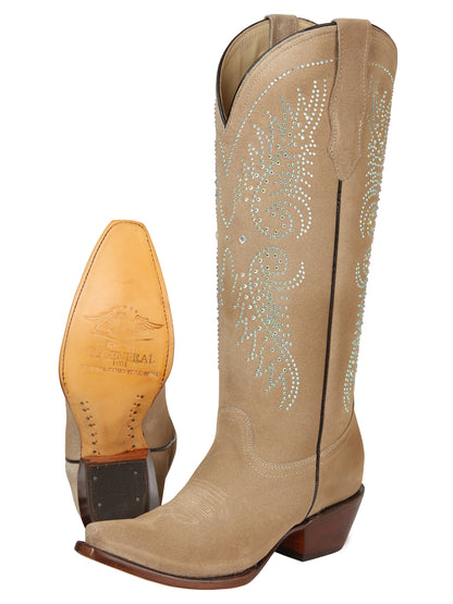 El General Women’s Western Suede Rhinestone Boots - Tuscani 45793