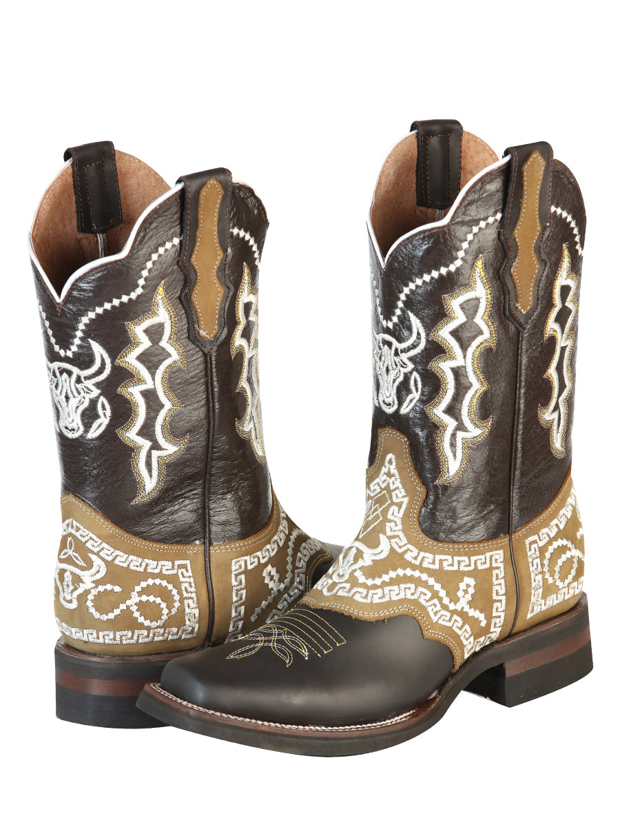 El General Mens Embroidered Mens Rodeo Boot - Crazy Brown