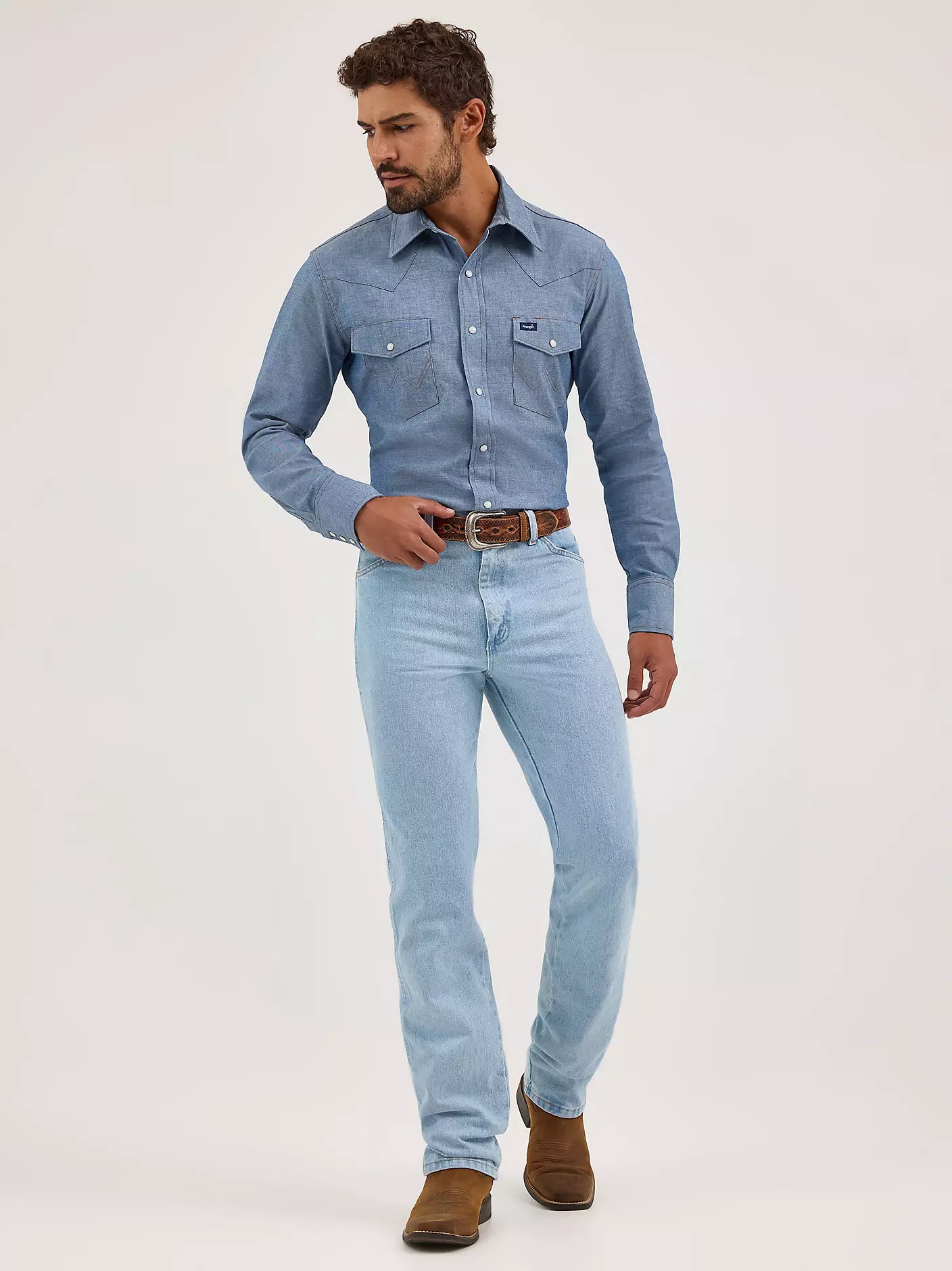 Wrangler Mens  Cowboy Cut Slim Fit Jean - Bleach