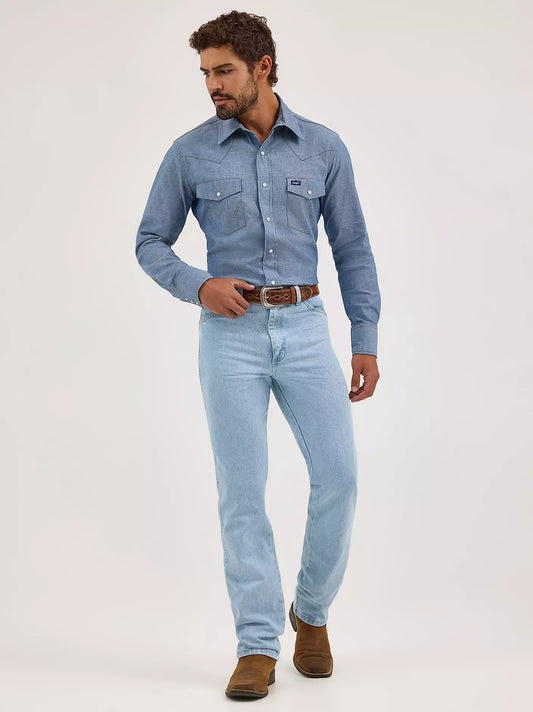 Wrangler Mens  Cowboy Cut Slim Fit Jean - Bleach