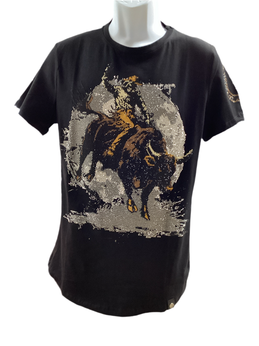 LAVERITA Men Camiseta Cowboy with Bull