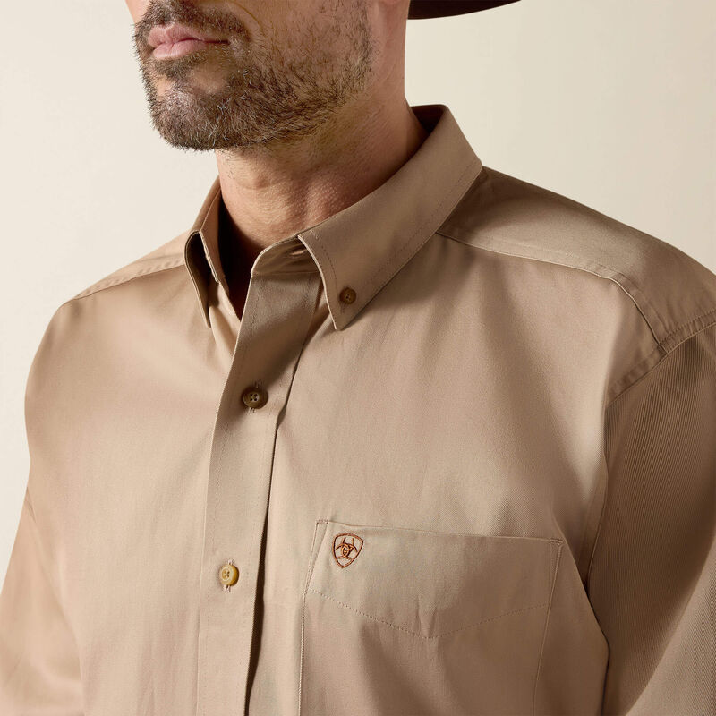 Ariat Mens Solid Twill Classic Fit Shirt - Khaki