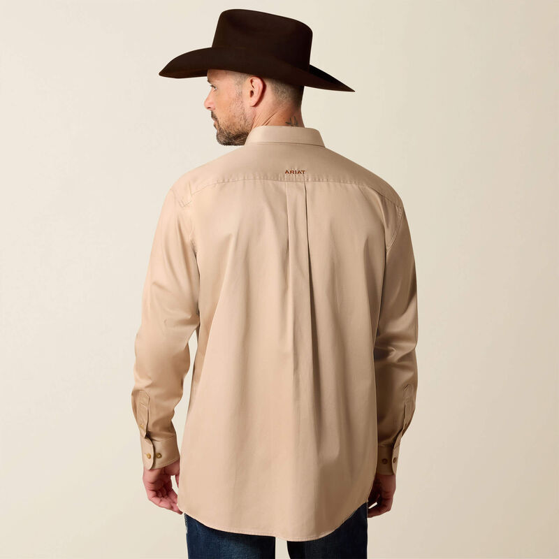 Ariat Mens Solid Twill Classic Fit Shirt - Khaki