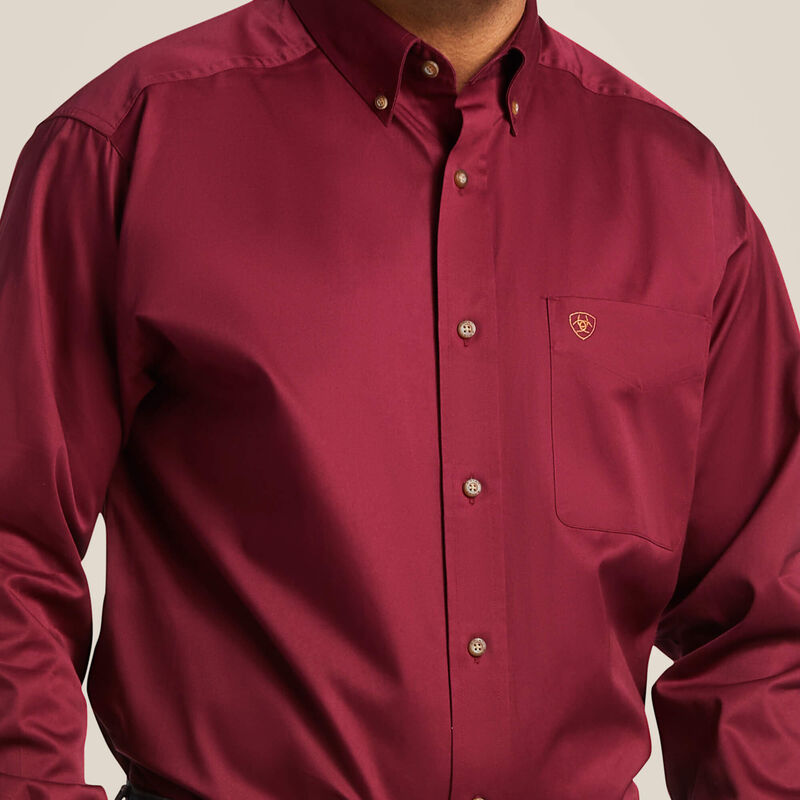 Ariat Mens Solid Twill Classic Fit Shirt - Burgundy
