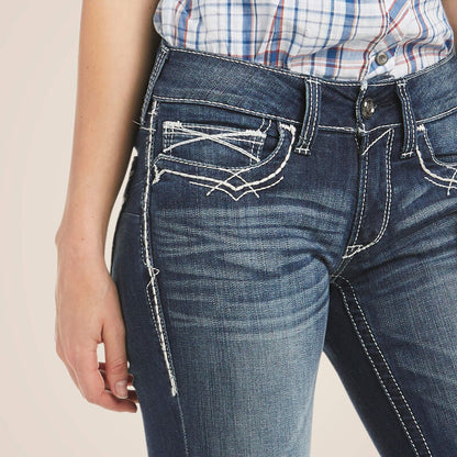 Ariat Womens R.E.A.L. Mid Rise Stretch Entwined Boot Cut Jean -Marine