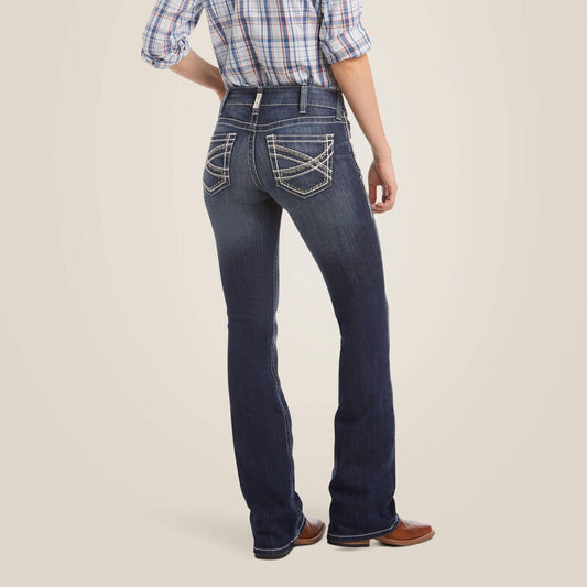 Ariat Womens R.E.A.L. Mid Rise Stretch Entwined Boot Cut Jean -Marine