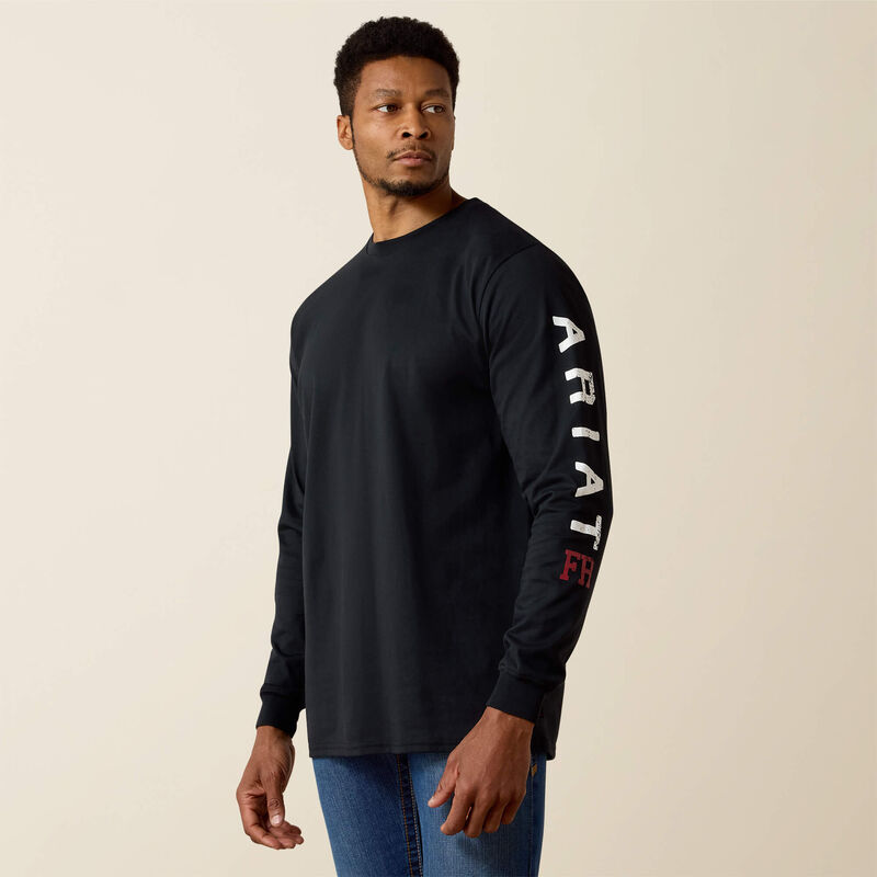 Ariat Mens FR Roughneck Skull Logo Long Sleeve T-Shirt - Black