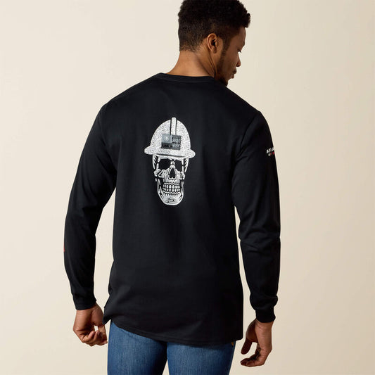 Ariat Mens FR Roughneck Skull Logo Long Sleeve T-Shirt - Black