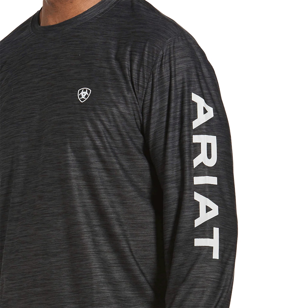 Ariat Mens Charger Logo Long Sleeve TShirt - Charcoal Heather
