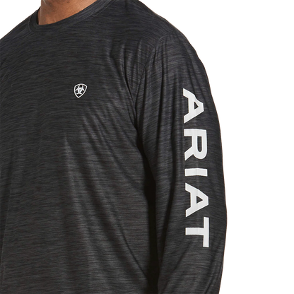 Ariat Mens Charger Logo Long Sleeve TShirt - Charcoal Heather