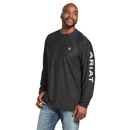 Ariat Mens Charger Logo Long Sleeve TShirt - Charcoal Heather