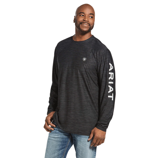 Ariat Mens Charger Logo Long Sleeve TShirt - Charcoal Heather