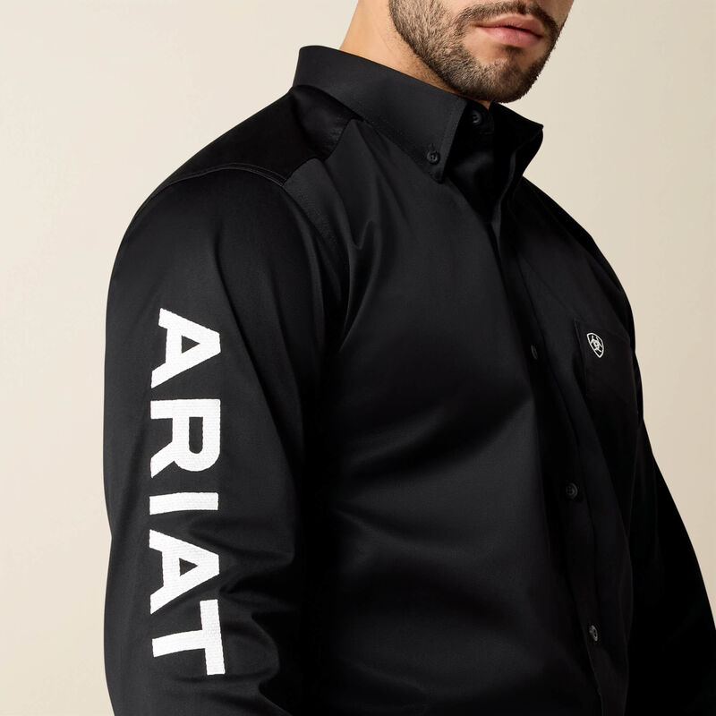 Ariat Mens Team Logo Twill Fitted Shirt - Black/White