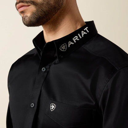 Ariat Mens Team Logo Twill Fitted Shirt - Black/White