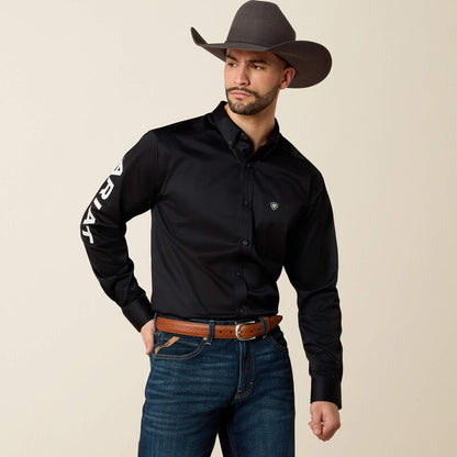 Ariat Mens Team Logo Twill Fitted Shirt - Black/White