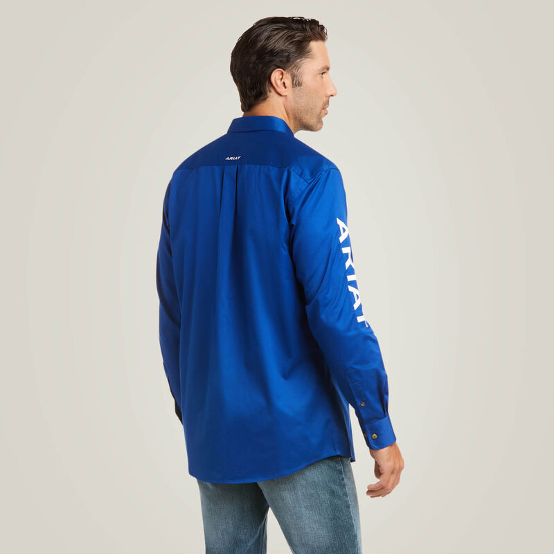 Ariat Mens Team Logo Twill FItted Shirt - Ultramarine/White