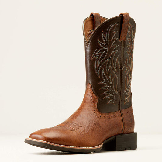 Ariat Mens Sport Wide Square Toe Cowboy Boot - Peanute Butter/Chaga Brown 10035996