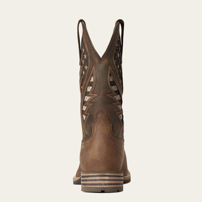 Ariat Mens Hybrid VentTEK Western Boot - Distressed Brown/American Flag 10038340