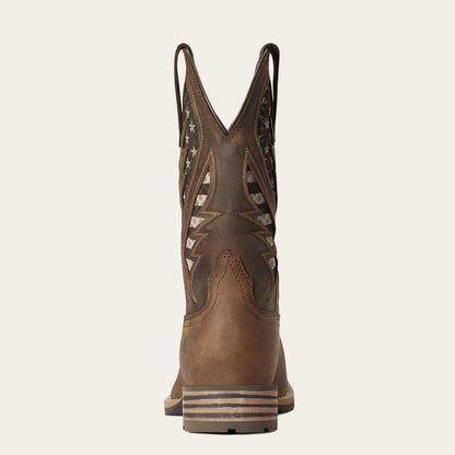 Ariat Mens Hybrid VentTEK Western Boot - Distressed Brown/American Flag 10038340