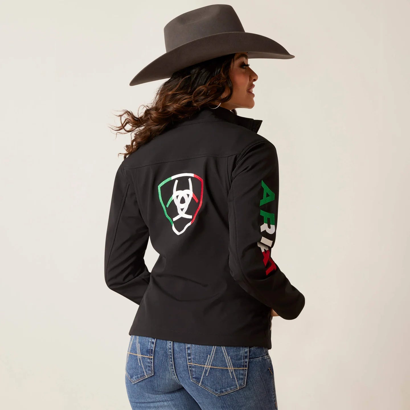 Ariat Womens Classic Team Softshell Brand Jacket - Black/Mexico