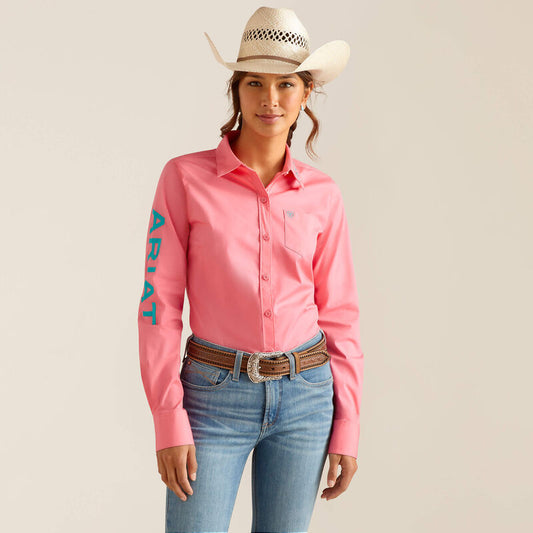 Ariat Womens Team Kirby Stretch Shirt - Camellia Rose